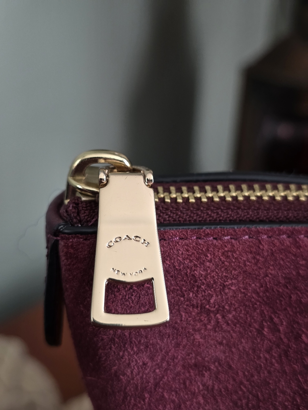 Coach F54579 Ava Tote Shoulder Oxblood Burgundy Suede Leather Bag - Picture 6 of 16